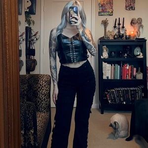 Faux leather bustier